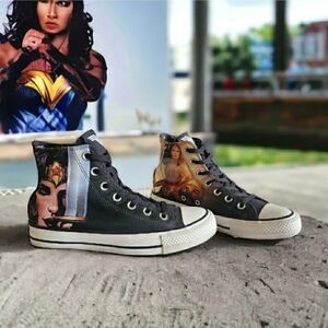 Converse All Stars Unisex High-Top Sneakers Wonder Woman DC Comics Design Sz 10